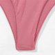 thumbnail image 5 of Traje de baño de dos piezas con tanga para mujer, color sólido, conjunto de bikini con tiras y cuello halter rojo, 5 of 8