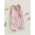 thumbnail image 4 of Musuos Baby Summer Suspenders Jumpsuit 6 12 18 24M Solid Color Sleeveless Romper with Pockets for Newborn Infant Boy Girls, 4 of 10