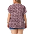 thumbnail image 3 of Agnes Orinda Women's Plus Size Mother's Day Tops Floral V Neck Tulip Short Sleeve Blouses Summer Tunic Tops 4X Black Red, 3 of 6
