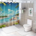 thumbnail image 7 of Orinice Summer Beach Shower Curtain Tropical Ocean Colorful Drink Palm Tree Leaves Floral Blue Sky Starfish Shell Bathroom Decor Fabric Curtains with Hook  69x72, 7 of 7