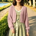 thumbnail image 2 of Bibifish Womens Cable Knit Cardigan Sweaters Long Sleeve V Neck Cropped Button Front Cardigans, 2 of 6