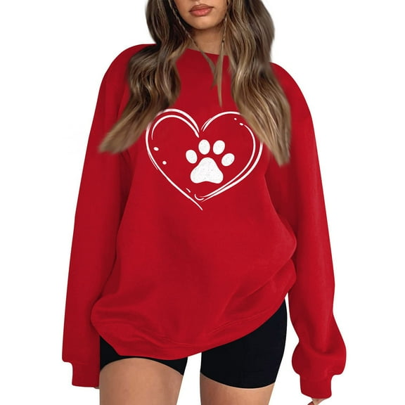 NexTorq Love Sweatshirt - Valentines Day Sweatshirt for Women Funny Love Heart Shirts Casual Valentine Pullover Long Sleeve Tops A1-Red L