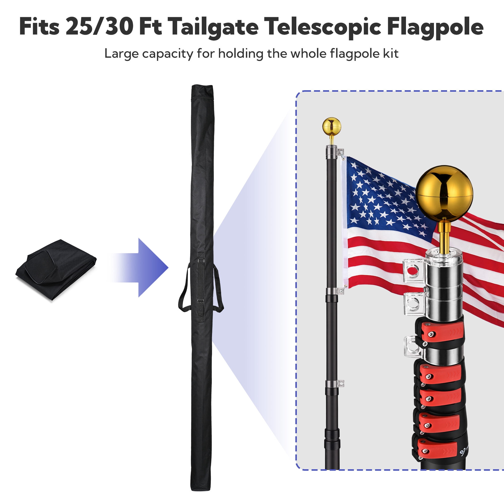 Yescom 80" Flag Pole Carrying Bag for 25/30 Ft Tailgate Telescopic Flagpole