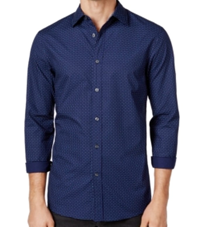 Michael Kors Michael Kors NEW Blue Mens Size XL Button Down Tailored