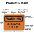 thumbnail image 2 of (2 Pack) Clearance 9 Ft 6 In OSHA Warning Sign 24 Inch X 18 Inch Indoor / Outdoor Rust-Free Aluminum Metal Signs for Workplace, Workshop, and Construction Site, Made in the USA, 2 of 8