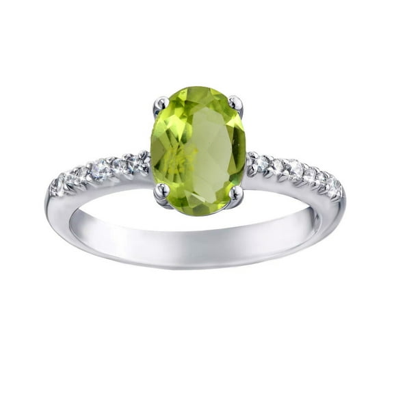 925 Sterling Silver August Birthstone Natural Peridot Gemstone Silver Ring