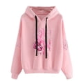 thumbnail image 2 of Lroveb Breast Cancer Awareness Hoodies for Women Long Sleeved Pink Ribbon Graphic Sweatshirt Drawstring Hooded Oversized Pullover Pink, 2 of 6