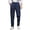 Navy, variant on Mens Solid Personalized Waist And Head Casual Trousers Business Straight Leg Trousers,Black,S