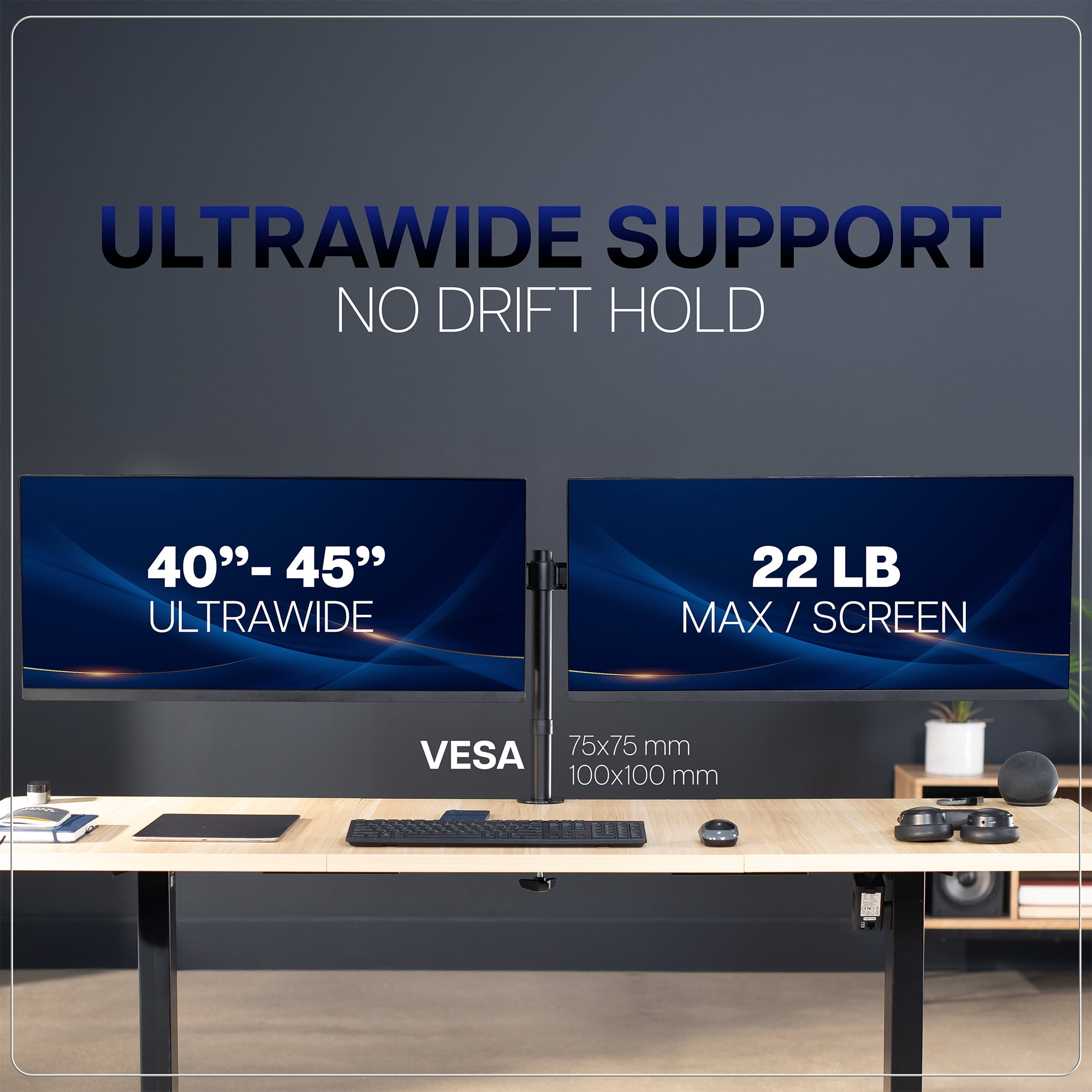 VIVO Telescoping Dual Ultrawide 27" to 38" Monitor Heavy Duty Desk Mount Stand