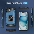 thumbnail image 2 of Designed for iPhone 15 Back Case, 360 & 180 Degree Rotatable Kickstand Armor Design Ultra Shockproof Drop Protective Heavy Duty Luxury Anti-falling for iPhone 15, Navyblue, 2 of 8