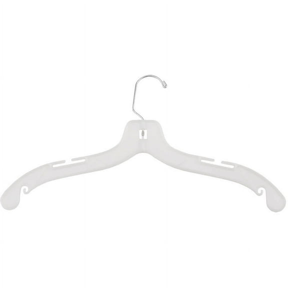 NAHANCO #1505HU 17" White Medium Weight Plastic Shirt Hangers (Pack of 50)