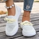 thumbnail image 4 of Zapatillas planas transpirables de malla tejida para mujer, zapatos casuales antideslizantes de moda para caminar, mocasines cómodos de suela suave sin cordones, zapatillas de tenis, 4 of 4
