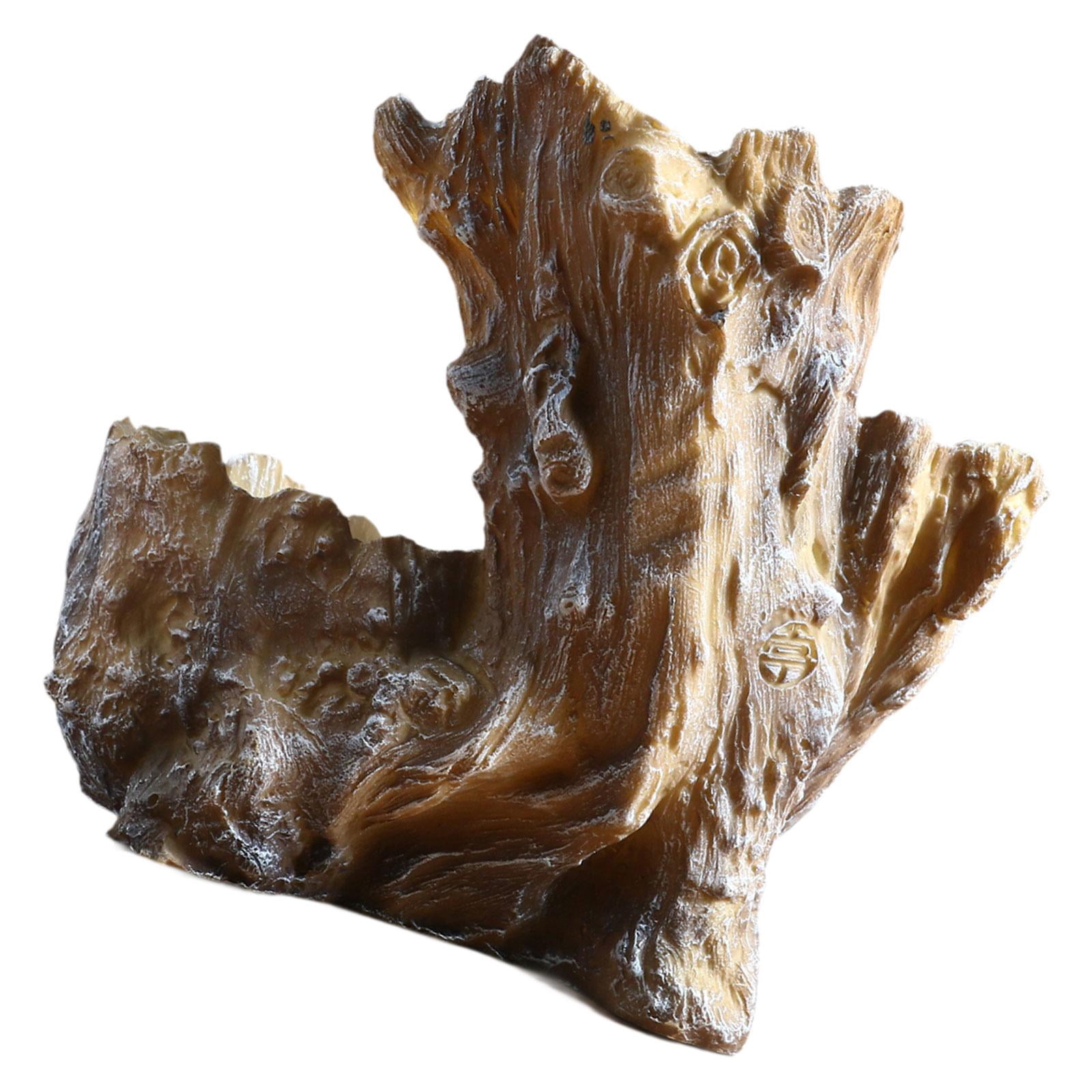 Fzaqwen Planter Pot Artificial Driftwood Succulent Container for Bedroom Home Indoor Brown White