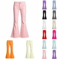 thumbnail image 3 of Dpytoraw Girls Comfortable Flare Leg Pants Soft Elastic Waist Easy Care Everyday Trousers Pink Size 5-6 Years, 3 of 6