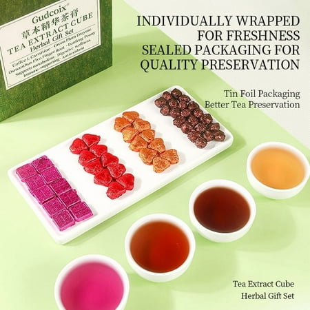 Gudcoix Herbal Tea Extract Cube Gift Set - 4 Flavor Concentrated Tea Cubes for Easy Brewing