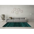 thumbnail image 3 of Ahgly Company Machine Washable Indoor Square Abstract Turquoise Blue Modern Area Rugs, 3' Square, 3 of 4