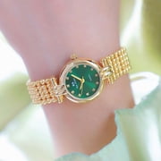 BS New Watch Light Luxury Minority Small Golden Watch Womens Green Korean Quartz Watch