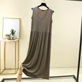 thumbnail image 3 of HomeGardon Nightgowns for Women,Women's Sleepwear,Women's Round Neck Solid Color with Chest Cushion Loose and Comfortable Plus Size Home Skirt,M-XXL, 3 of 7