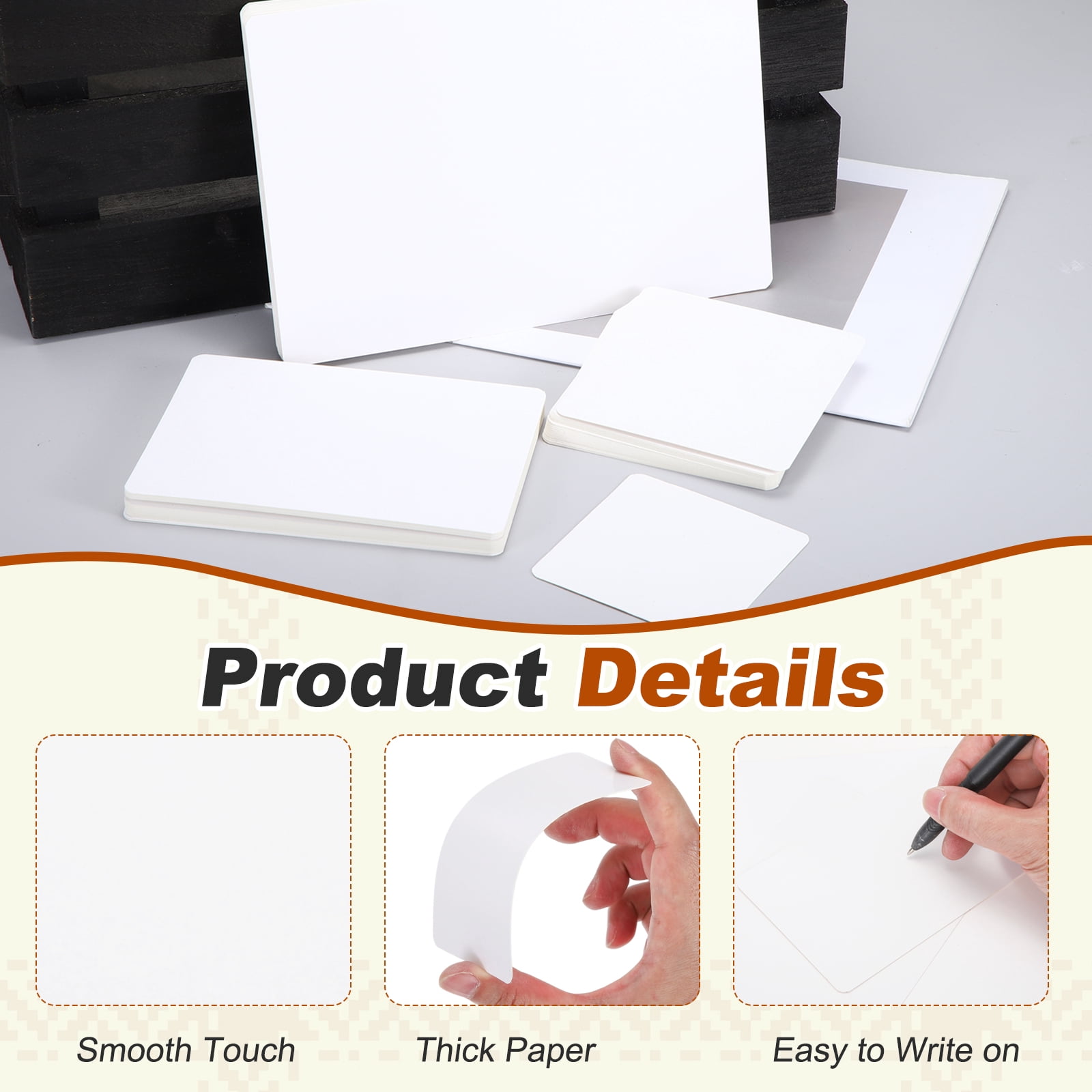 Uxcell 200 Sheets Blank Index Cards, 3.1"x3.1" Double Sided Thick Cardstock 350gsm Rounded Corner Study Flash Cards for Learning Playing Note Gift Tags DIY Paper Crafts, White