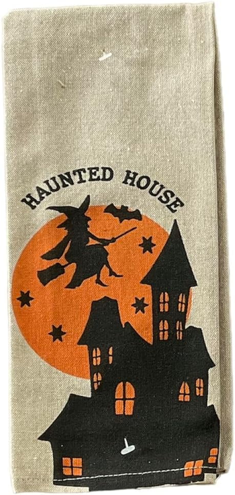 Halloween Fall Kitchen Tea Towels | 100% Cotton | Measures 15 x 25 | Set of 6 Towels Skulls, Witch, Mummy, Pumpkin, Skeleton