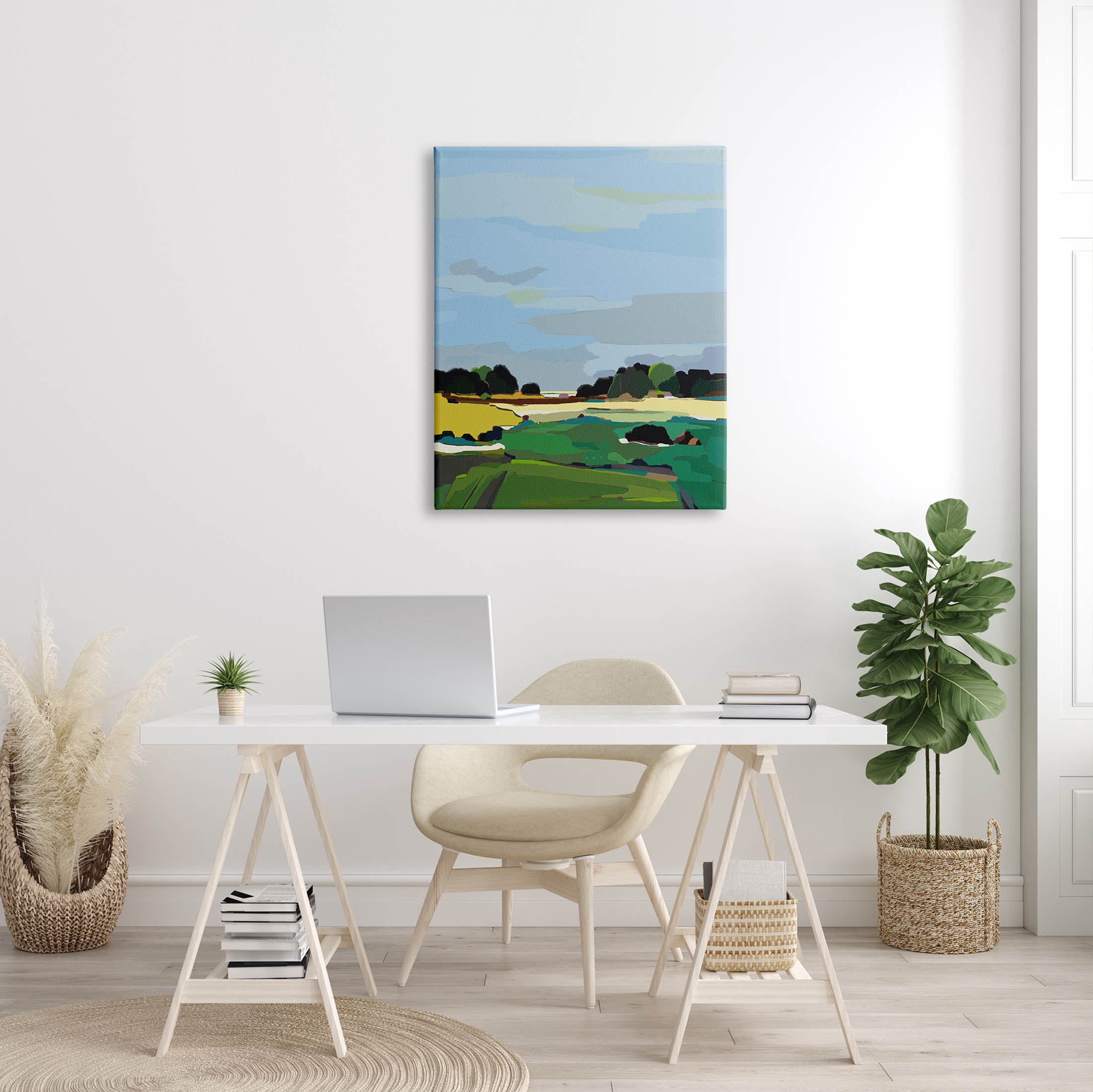Stupell Industries Rural Grassland Fields Landscape Graphic Art Gallery Wrapped Canvas Print Wall Art, Design by Nikita Jariwala
