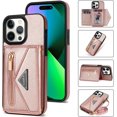 thumbnail image 3 of Zipper Wallet Purse Compatible with iPhone 15 Pro Max Crossbody Case with Strap Women Credit Card Holder Lanyard 6.7'' Kickstand Flip Leather (Pink, IP 15 Pro Max), 3 of 18