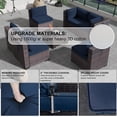 thumbnail image 2 of Gotland Patio Furniture Set 7 Pieces Outdoor Sectional Rattan Sofa Set Brown Manual Wicker Patio Conversation Set with Navy Blue Cushions,1 Tempered Glass Tea Table, 2 of 6