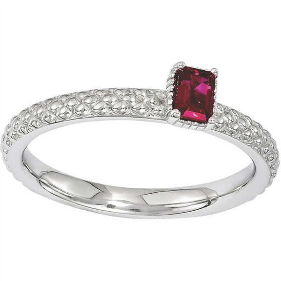 Created Ruby Sterling Silver Single-Stone Ring