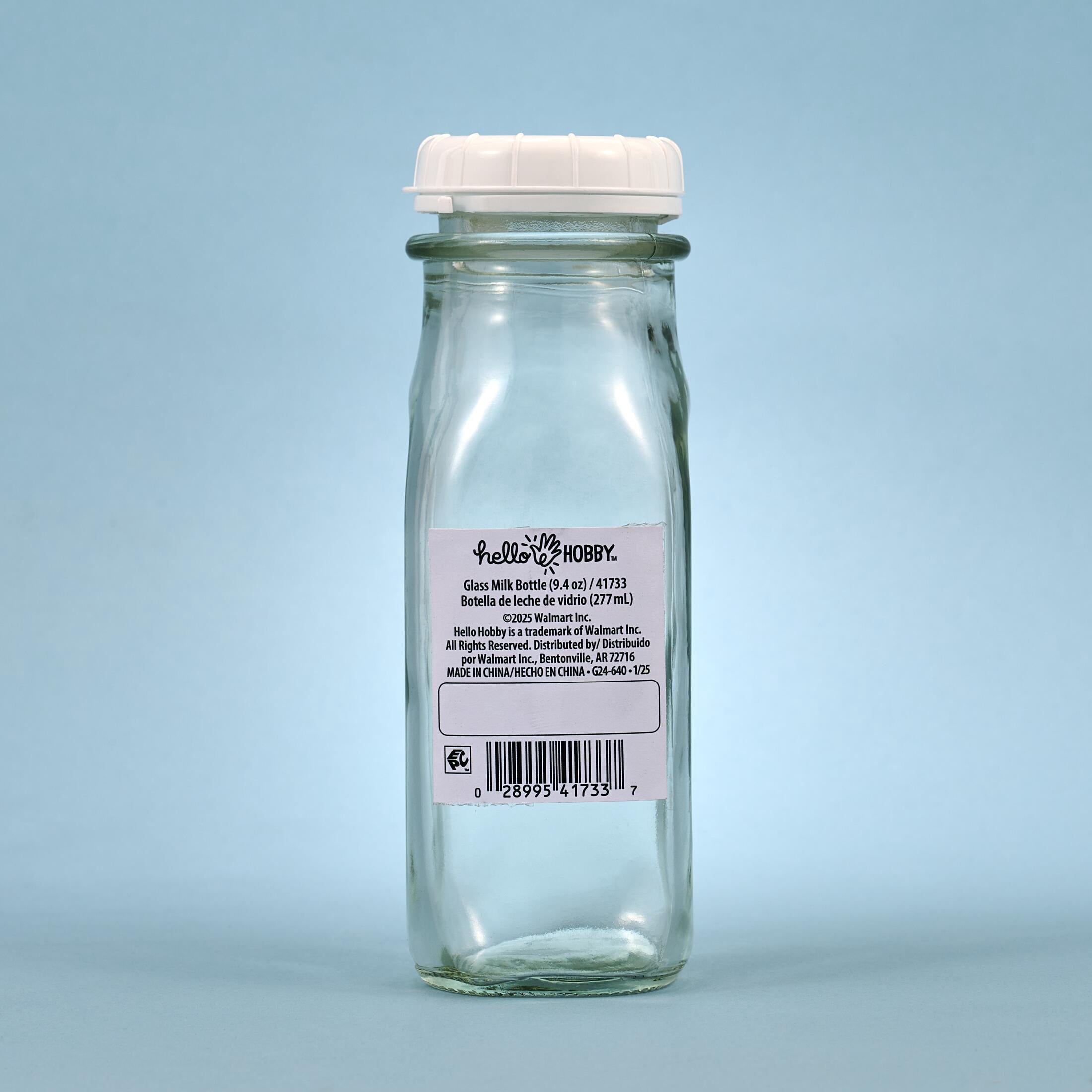 Hello Hobby Glass Milk Bottle Jar, 9.46 oz