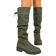 thumbnail image 5 of Women's High Knee Boots Round Toe Suede with Crinkled Back Lacing and Stacked Heel for Fashionable Comfortable Footwear Experience, 5 of 9
