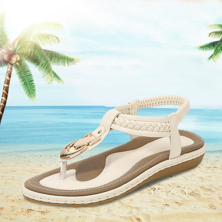 

Women Ladies String Bead Casual Elastic Band Bohemian Beach Shoes Sandals