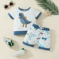 thumbnail image 2 of UAYOTSE Baby Boy Girl Summer Outfits, a Gingham Print Short Sleeve T Shirt Top with Striped Shorts Set baby boy/boy multi color spring/summer s(12-18 Months,Blue), 2 of 7