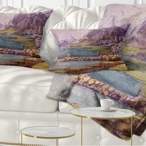 Designart Purple Hills - Landscape Printed Throw Pillow - 12x20