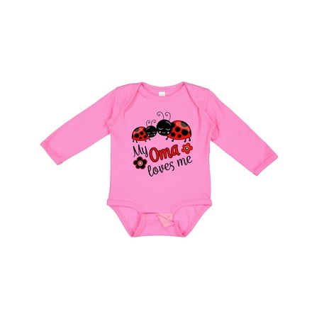 

Inktastic My Oma Loves Me with Cute Ladybugs Gift Baby Boy or Baby Girl Long Sleeve Bodysuit