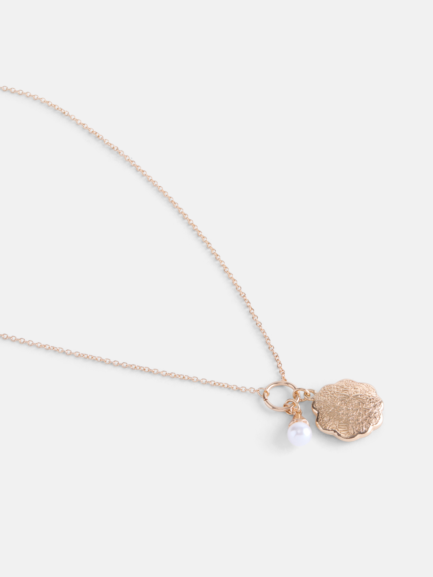Scenario Gold Tone Charm Necklace with Faux Pearl photo 4