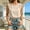Beige, variant on WRFWUL Womens Cotton Sleeveless Tops Ruffle Trim Drawstring Hem Crewneck Blouses Pleated Casual Summer T Shirt