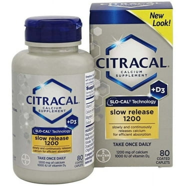 Citracal Slow Release 1200 Calcium With Vitamin D3, Caplets 80 Count Ea