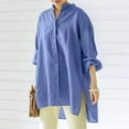 thumbnail image 2 of Seductiva Women's Dress Shirts Long Sleeve Women Women's Oversized Linen Shirts Blouses Tops Long Sleeve High Up Shirts Wrinkle-Free Solid Work Blouse Fashion Basic Tees, 2 of 7