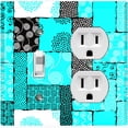 thumbnail image 1 of Metal Light Switch Plate Cover Safari African Tribal Art Pattern Teal SFR007, 1 of 13