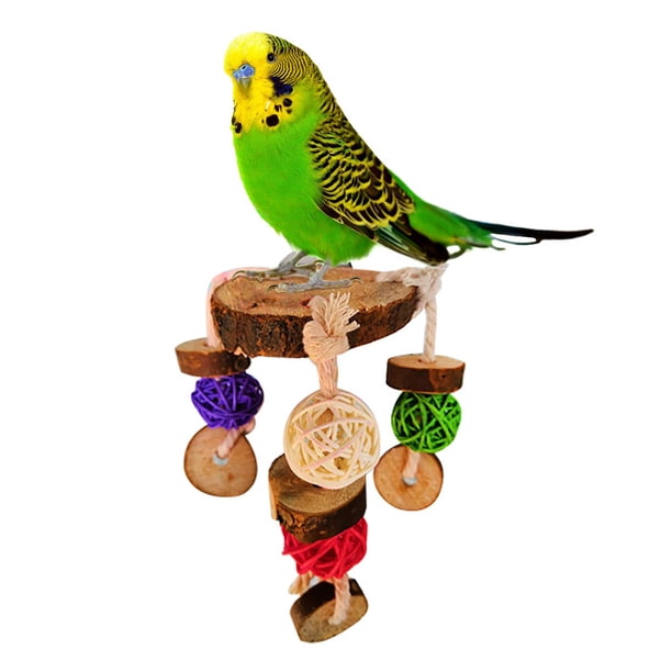 Fiudx Juguete para Pájaros, de Madera Natural, Apto para Masticar, Divertido para Trepar y Jugar, Ideal para Hacer Ejercicio, Ideal para Loros, Fácil de Instalar, 13 X 8 Cm.