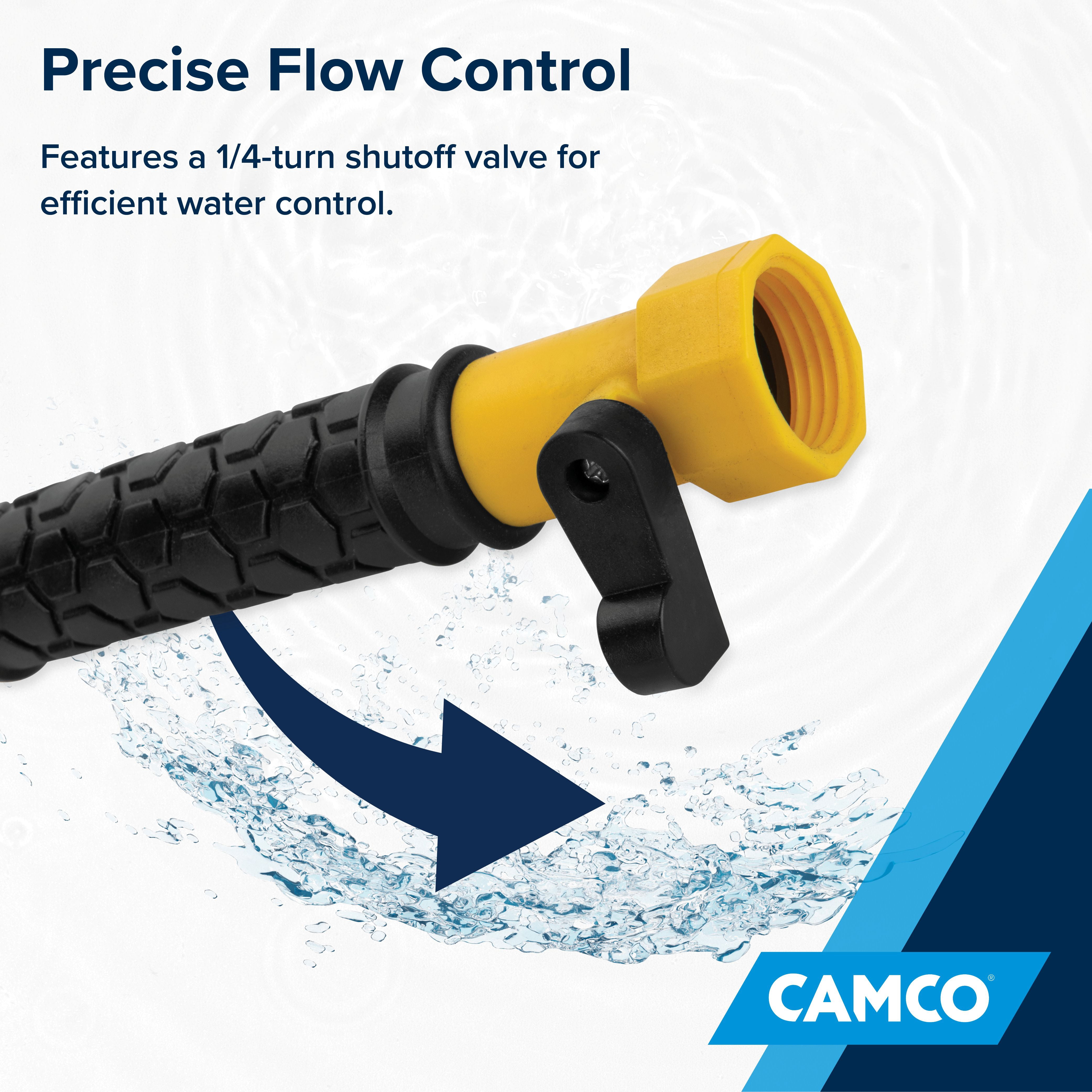 Camco RV Flexible Swivel Stik with Shutoff Valve - Brass Moving Parts, Multicolor (40071)
