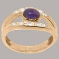 thumbnail image 2 of LBG British Made Real 9k Rose Gold Natural Amethyst & Diamond Womens Band Ring - 33 size options - Size 6.25, 2 of 7
