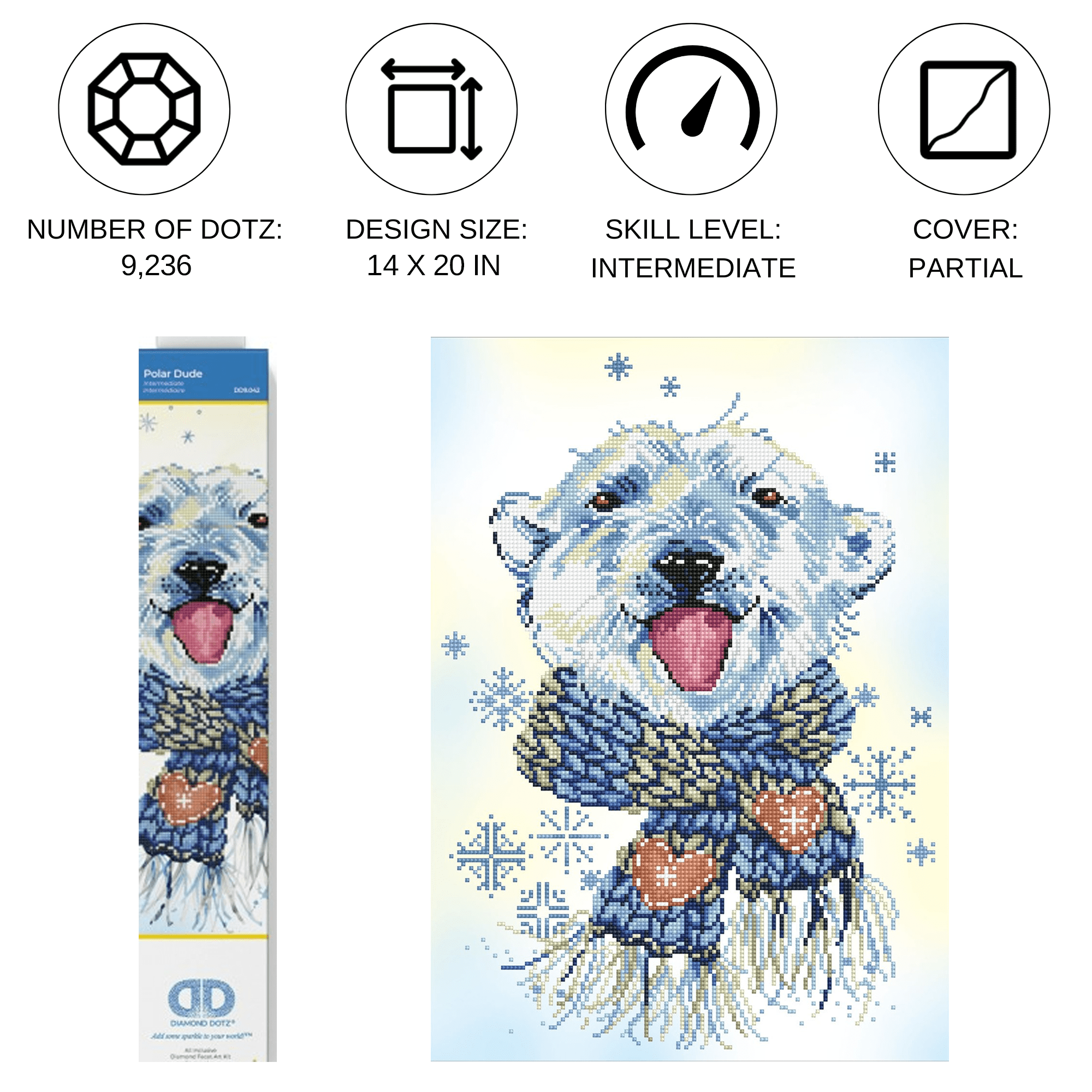 Diamond Dotz Polar Dude Animal Diamond Painting Kits for Adults - Diamond Art Kits a Relaxing Creative Craft Kit with Dotz Gems  14"x20"