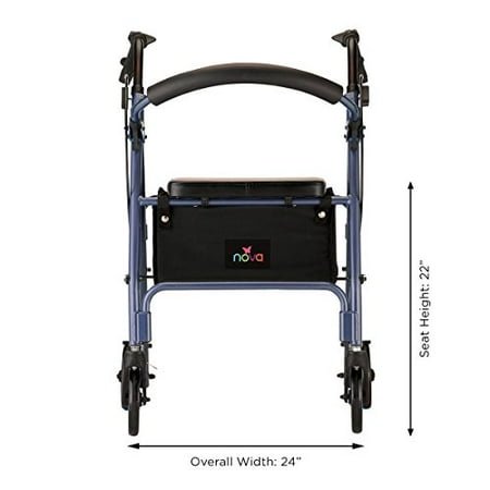 NOVA Medical Product Vibe 6 Rolling Walker, Blue