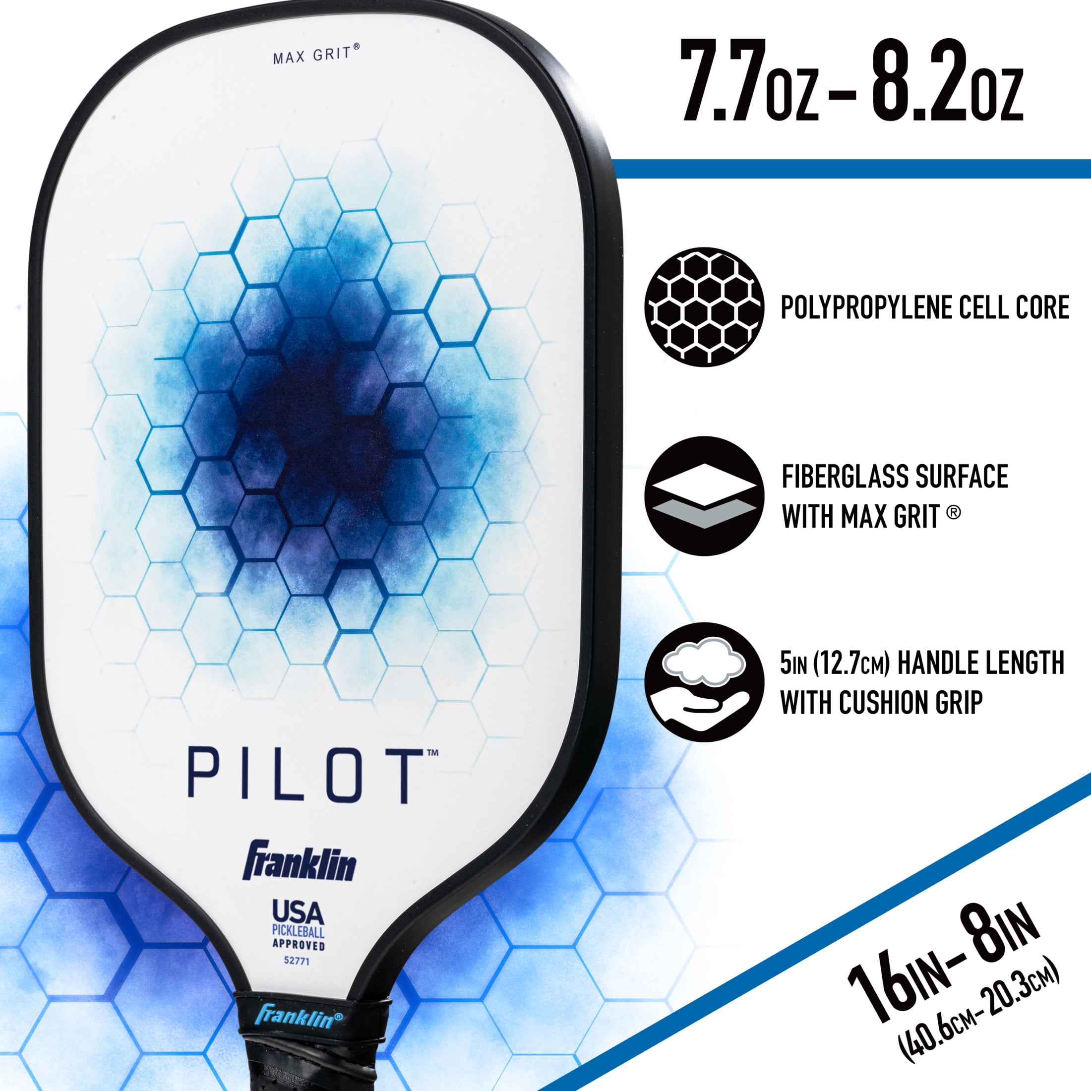 Franklin Sports Pickleball Paddle and Ball Set - (2) Pilot Fiberglass Pickleball Rackets + (4) X-40 Pickleballs - USA Pickleball (USAPA) Approved - 2 Player Pickleball Paddles + Balls Set