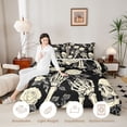 thumbnail image 3 of Homewish Dark Halloween Skeleton Full Size Comforter Sets,Vintage Rose Pattern Bedding Comforter Set,Black Cream,Black Reversible,3pcs,1 Comforter and 2 Pillowcases, 3 of 7