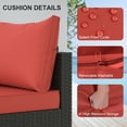 thumbnail image 3 of Phonjoroo 5PCS Patio Furniture Sets All Weather Outdoor Sectional Sofa Manual Weaving Wicker Rattan Outdoor Conversation Set with With Cushion And Glass Table, Red, 3 of 7
