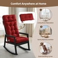 thumbnail image 2 of Millsilo 3-Piece High Back Rocking Chair Cushion Set, 52" Seat & Back Support with Detachable Neck Pillow, Non -Slip Bottom & Ties— Red, 2 of 8