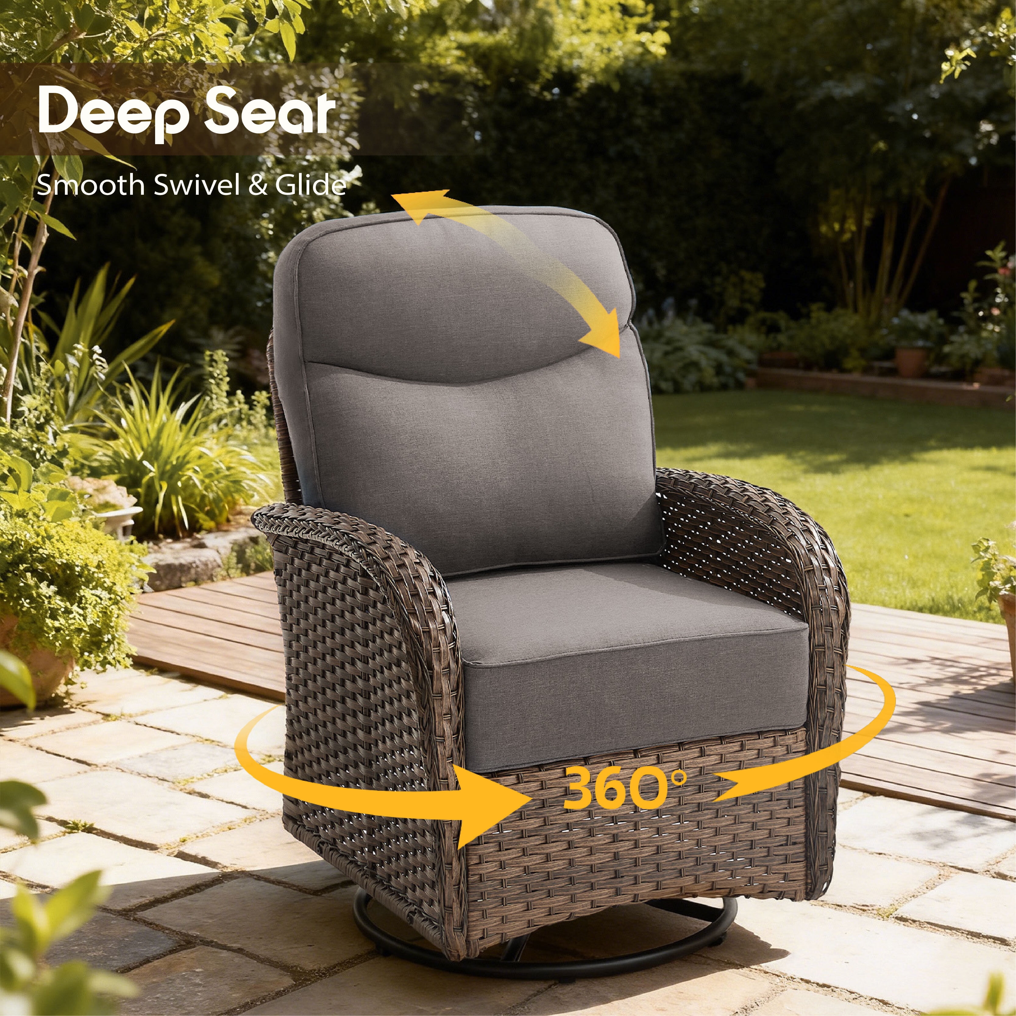 Bellefurn 5 Pieces Patio Furniture Set,Outdoor Swivel Rocker Patio Chairs Set,Outdoor Patio Conversation Sets for Outdoor,Balcony,Front Porch,Firepit Area