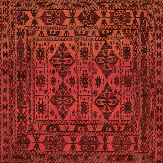 Ahgly Company Indoor Square Persian Orange Traditional Area Rugs, 4' Square